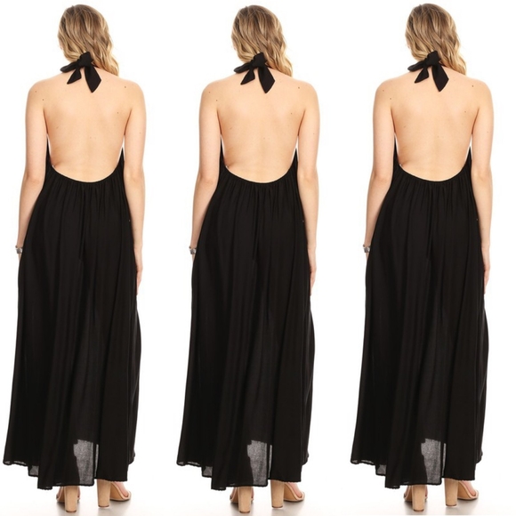 Black Halter Dress - Picture 2 of 4